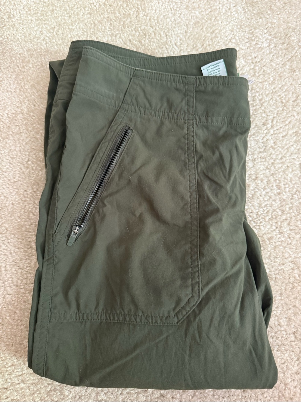Exofficio women’s Olive Green Pants with Zip Pocket